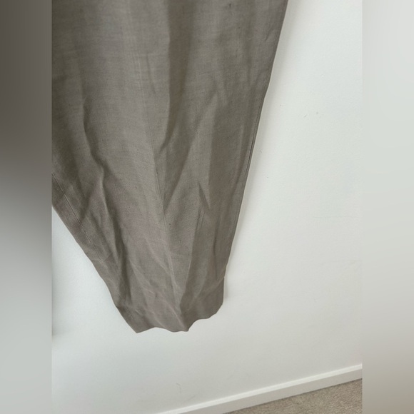 Judith and Charles high waist pleated linen grey trouser pant - Picture 7 of 11